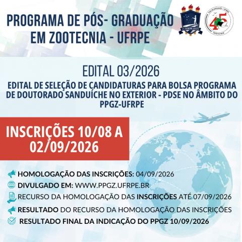 PDSE 2026/PPGZ/UFRPE/CAPES
